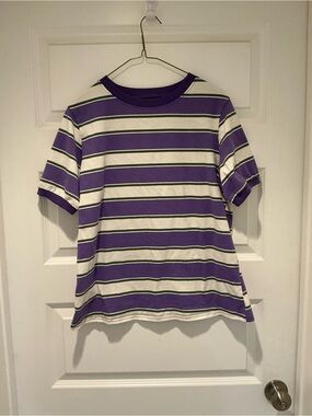 Striped Short Sleeve Tee in Purple & Green